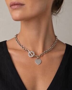 Vintage Return Tiffany & Co Toggle Heart Tag Necklace Sterling Silver
